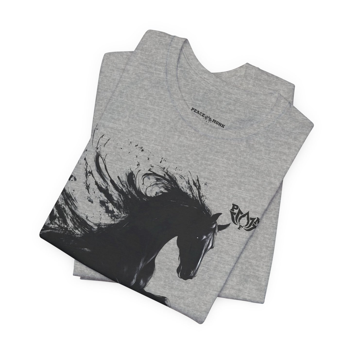 Horse Silhouette Tee — Black Ink Stallion Graphic Shirt-PMF- PeaceMonkFinds