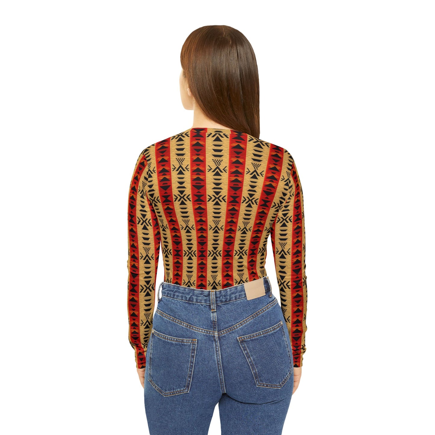 Aztec Stripe V-Neck Long Sleeve | With PMF Truth + Faith logo on Right Sleeve | PeaceMonkFinds
