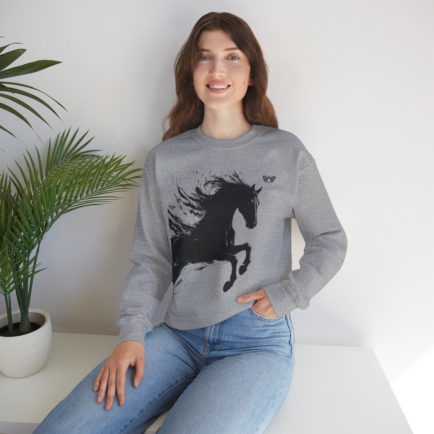 Ink Splash Horse Crewneck Sweatshirt - PMF Truth Faith
