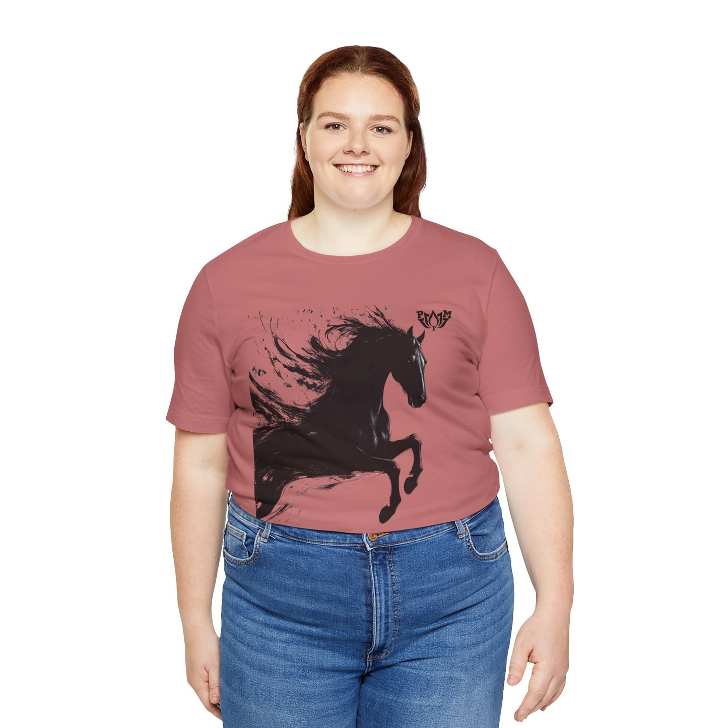 Horse Silhouette Tee — Black Ink Stallion Graphic Shirt-PMF- PeaceMonkFinds