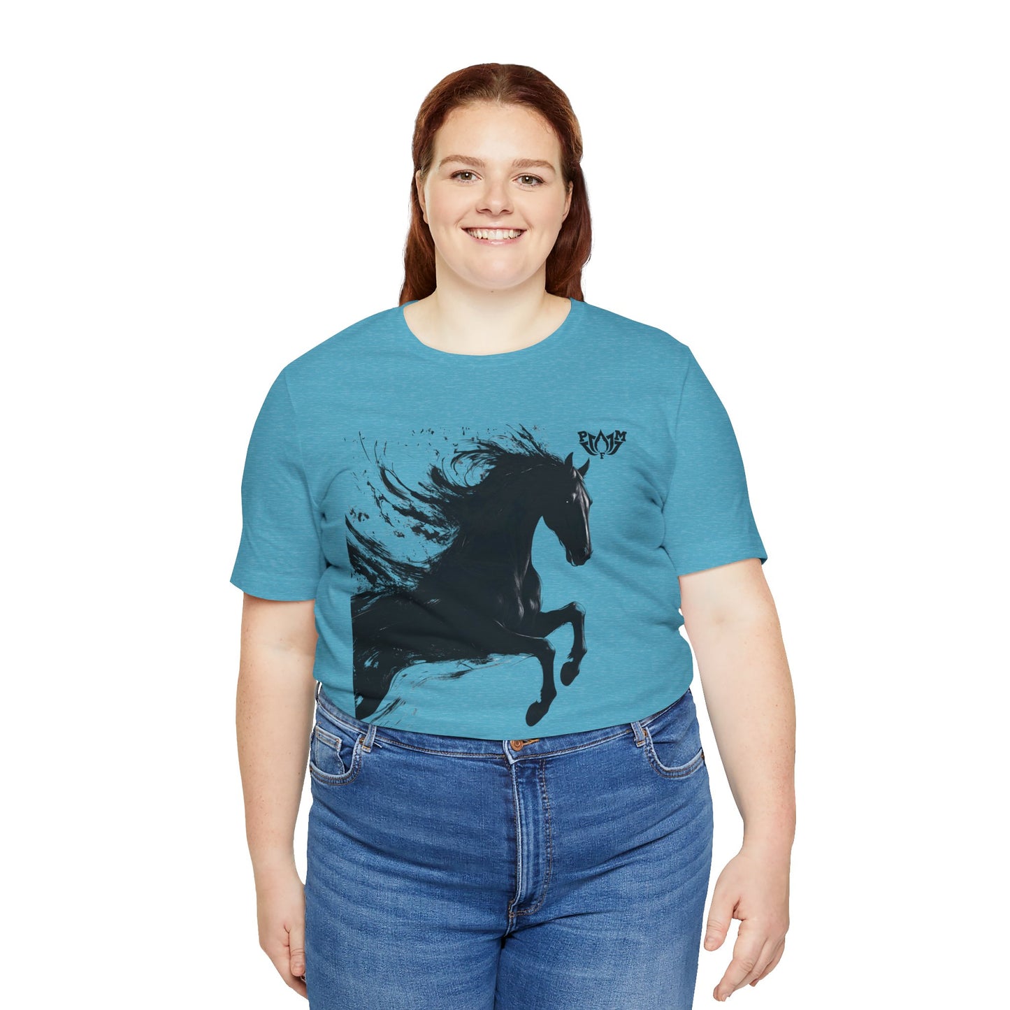 Horse Silhouette Tee — Black Ink Stallion Graphic Shirt-PMF- PeaceMonkFinds