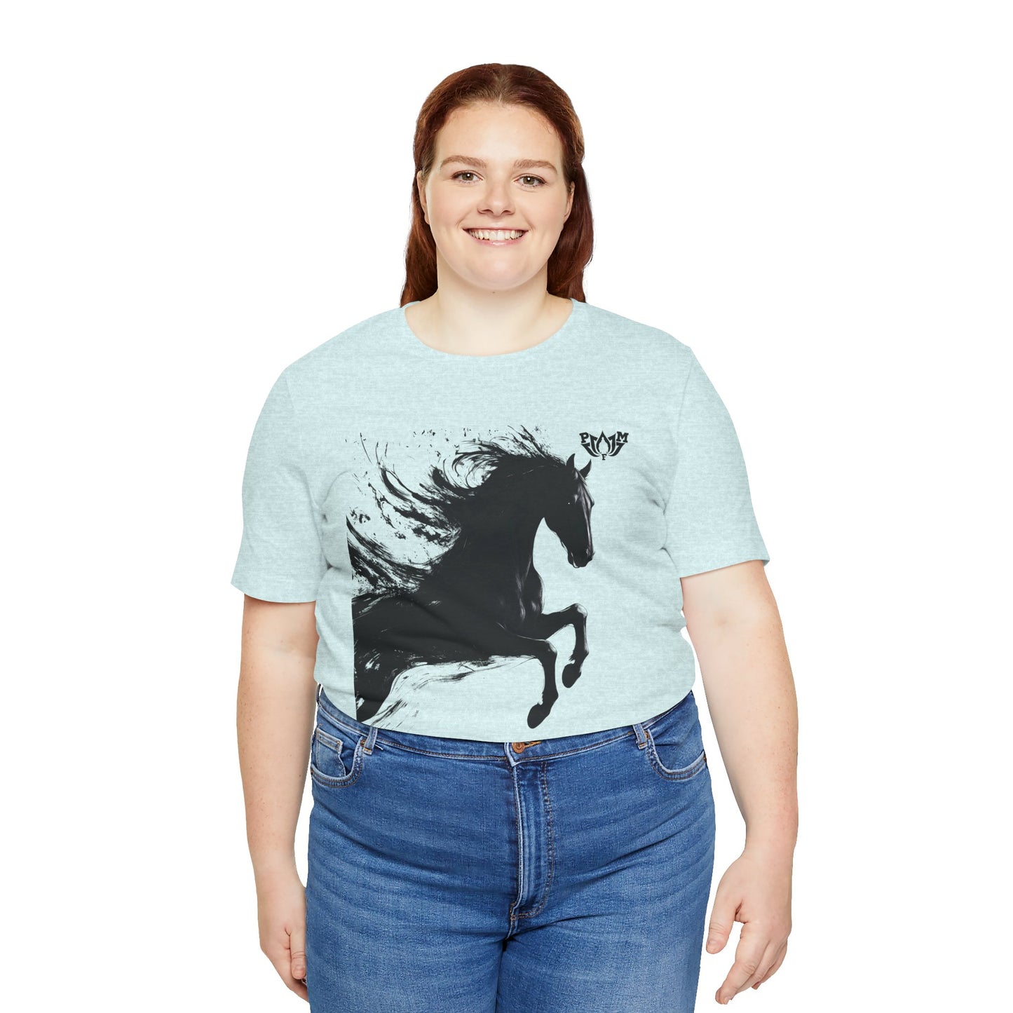 Horse Silhouette Tee — Black Ink Stallion Graphic Shirt-PMF- PeaceMonkFinds
