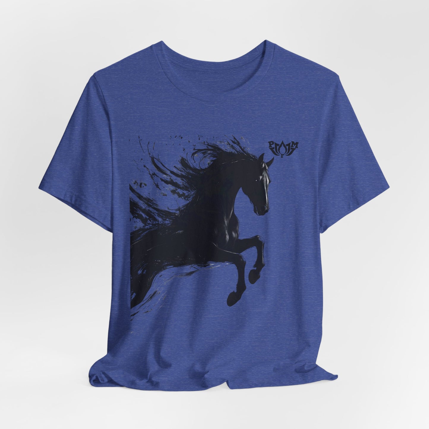 Horse Silhouette Tee — Black Ink Stallion Graphic Shirt-PMF- PeaceMonkFinds