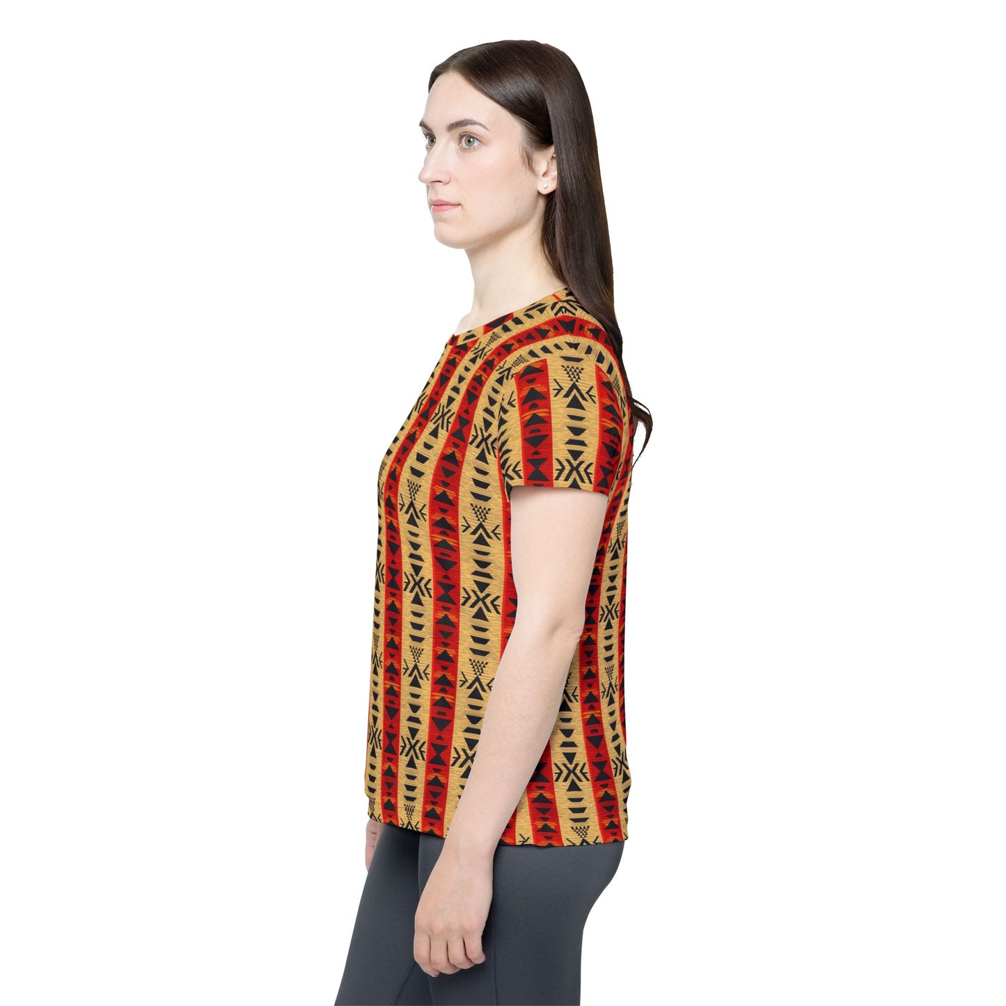 Tribal Striped Women's Sports Jersey — Aztec Sunset All-Over Print | With PMF Truth + Faith logo on Right Sleeve
