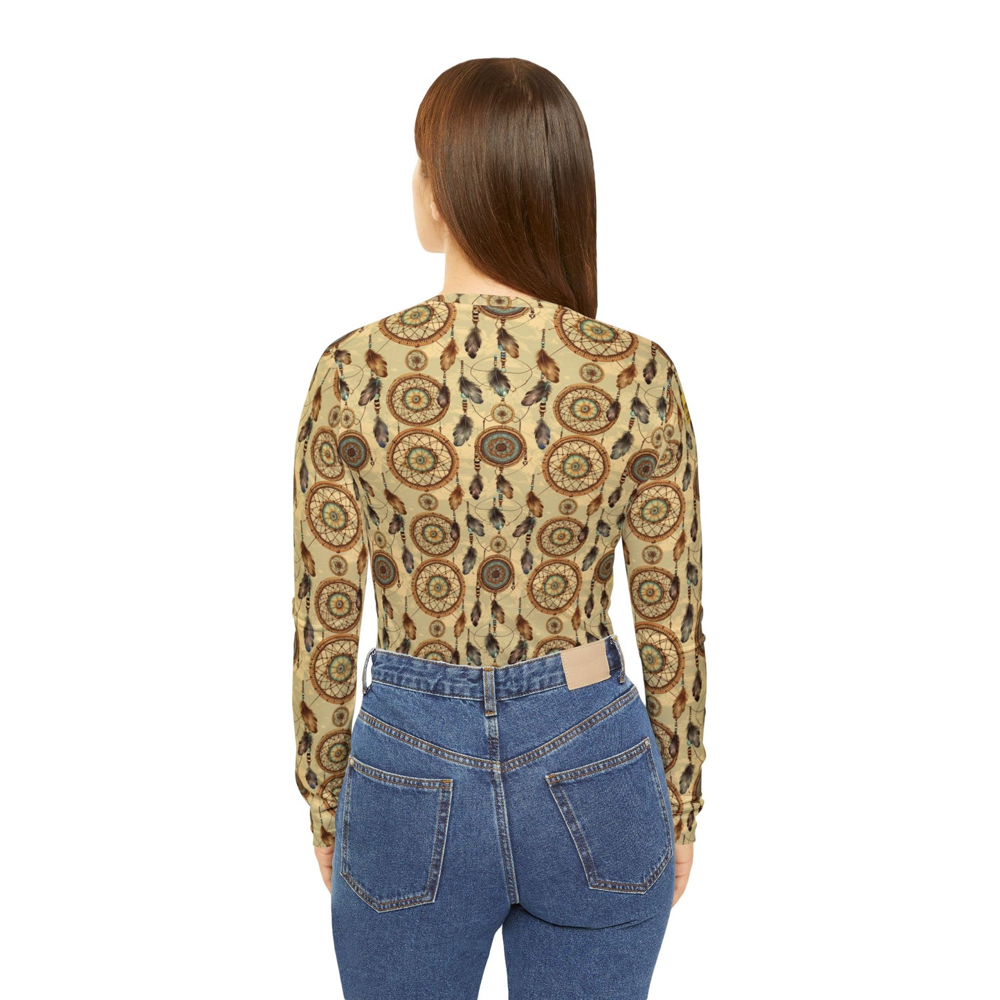 Dreamcatcher Pattern V-Neck Long Sleeve | With PMF Truth + Faith logo on Right Sleeve | PeaceMonkFinds