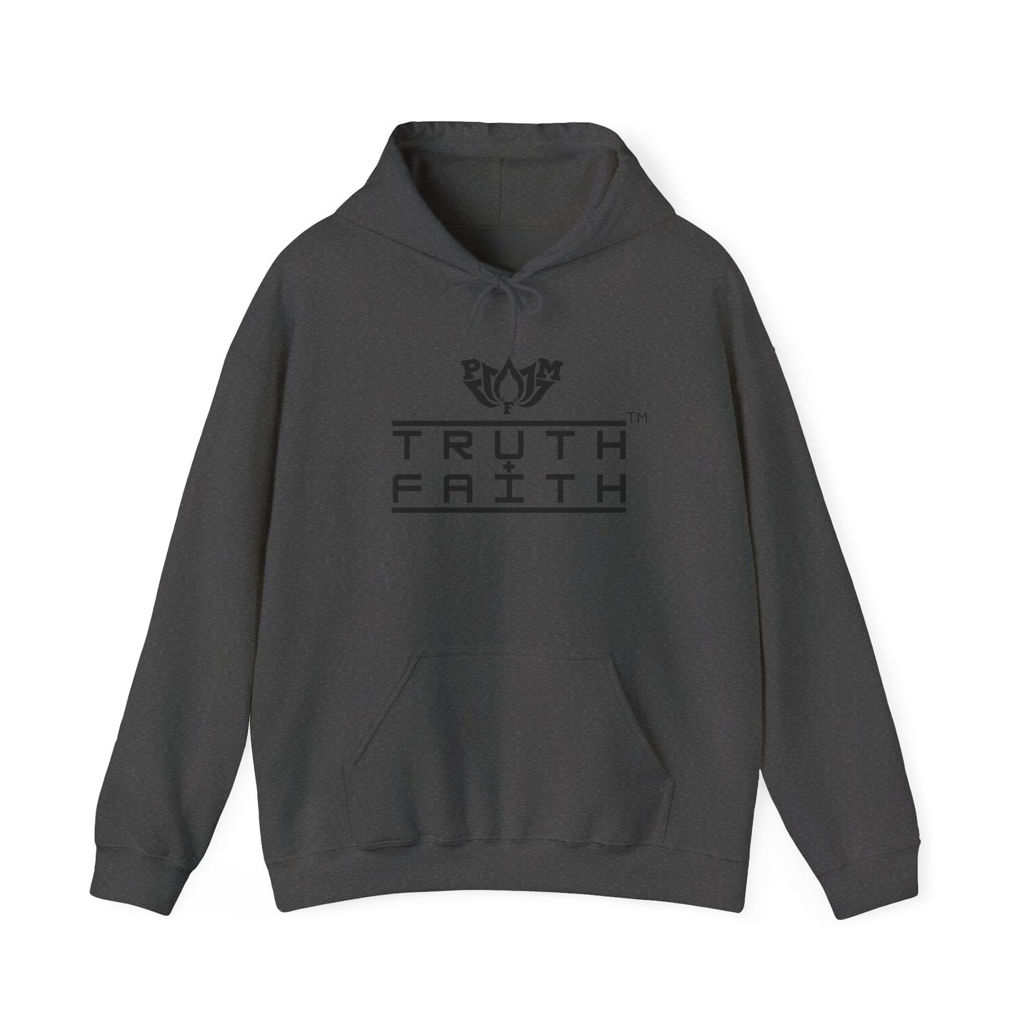 PMF Truth + Faith Hoodie — Minimalist Script Graphic Hooded Sweatshirt