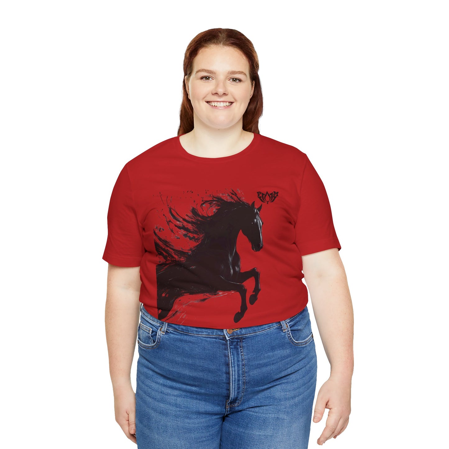 Horse Silhouette Tee — Black Ink Stallion Graphic Shirt-PMF- PeaceMonkFinds