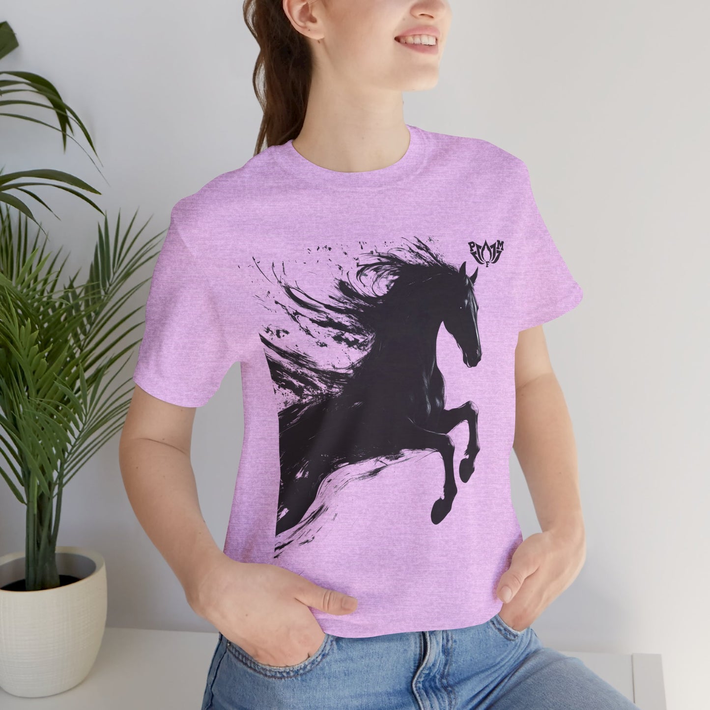 Horse Silhouette Tee — Black Ink Stallion Graphic Shirt-PMF- PeaceMonkFinds