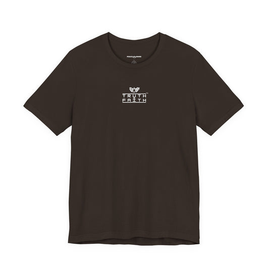Truth + Faith Graphic Tee — Minimalist PMF Logo T-Shirt- Dark Colors
