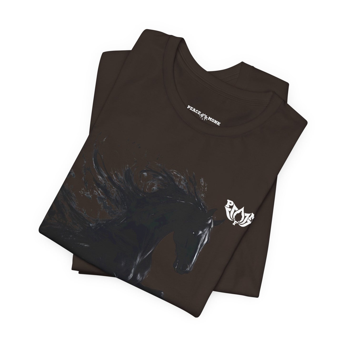 Dark Stallion Graphic Tee — Black Galloping Horse T‑Shirt-Dark Colors- PMF- PeaceMonkFinds