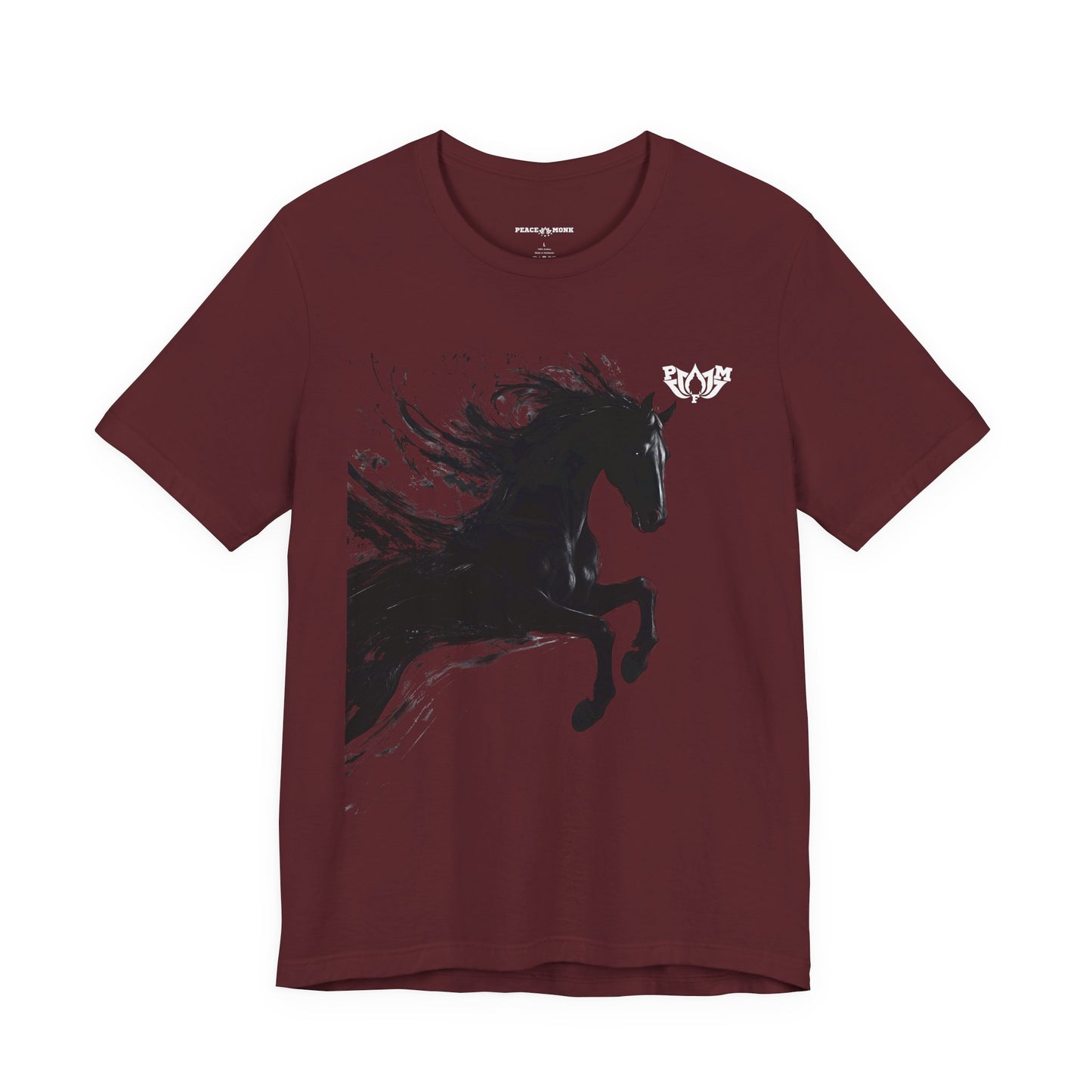 Dark Stallion Graphic Tee — Black Galloping Horse T‑Shirt-Dark Colors- PMF- PeaceMonkFinds