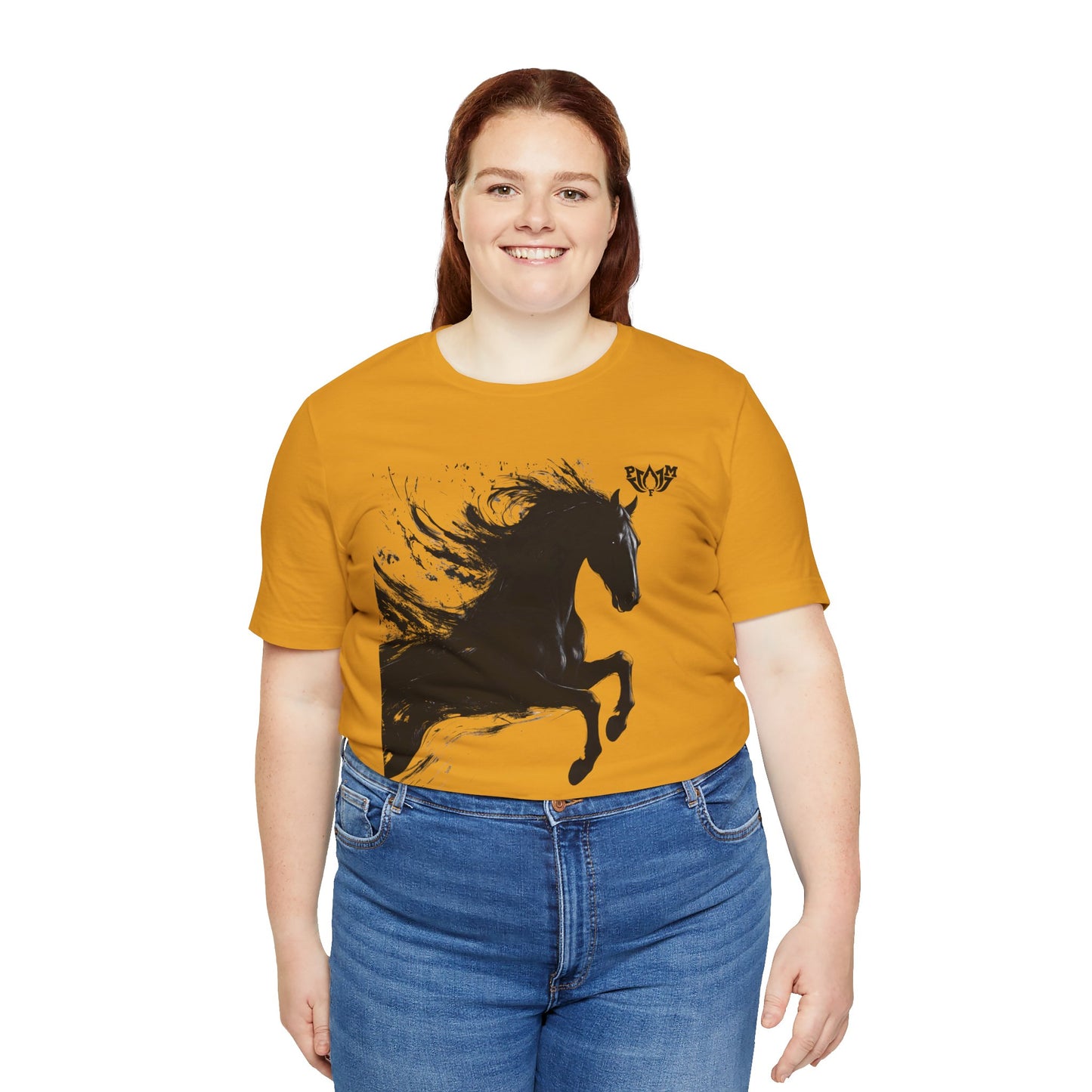 Horse Silhouette Tee — Black Ink Stallion Graphic Shirt-PMF- PeaceMonkFinds