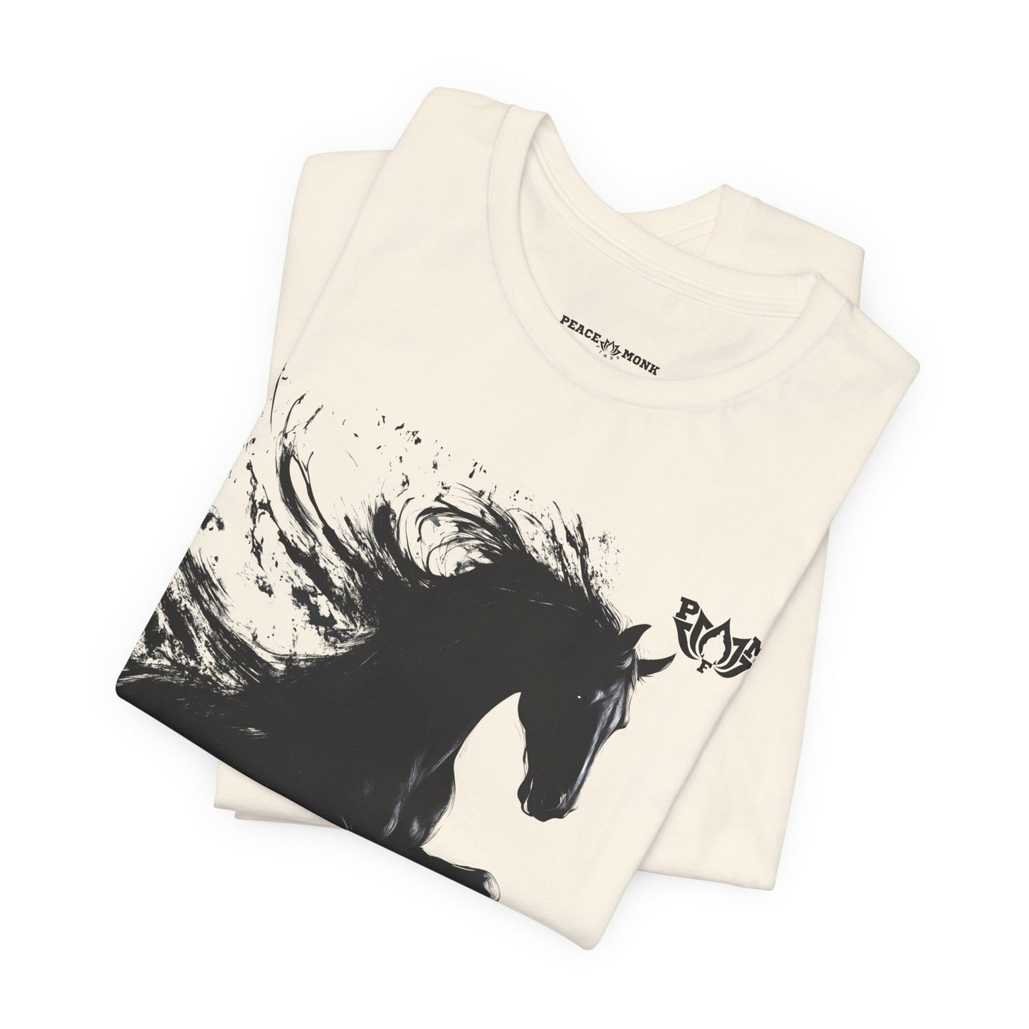 Horse Silhouette Tee — Black Ink Stallion Graphic Shirt-PMF- PeaceMonkFinds