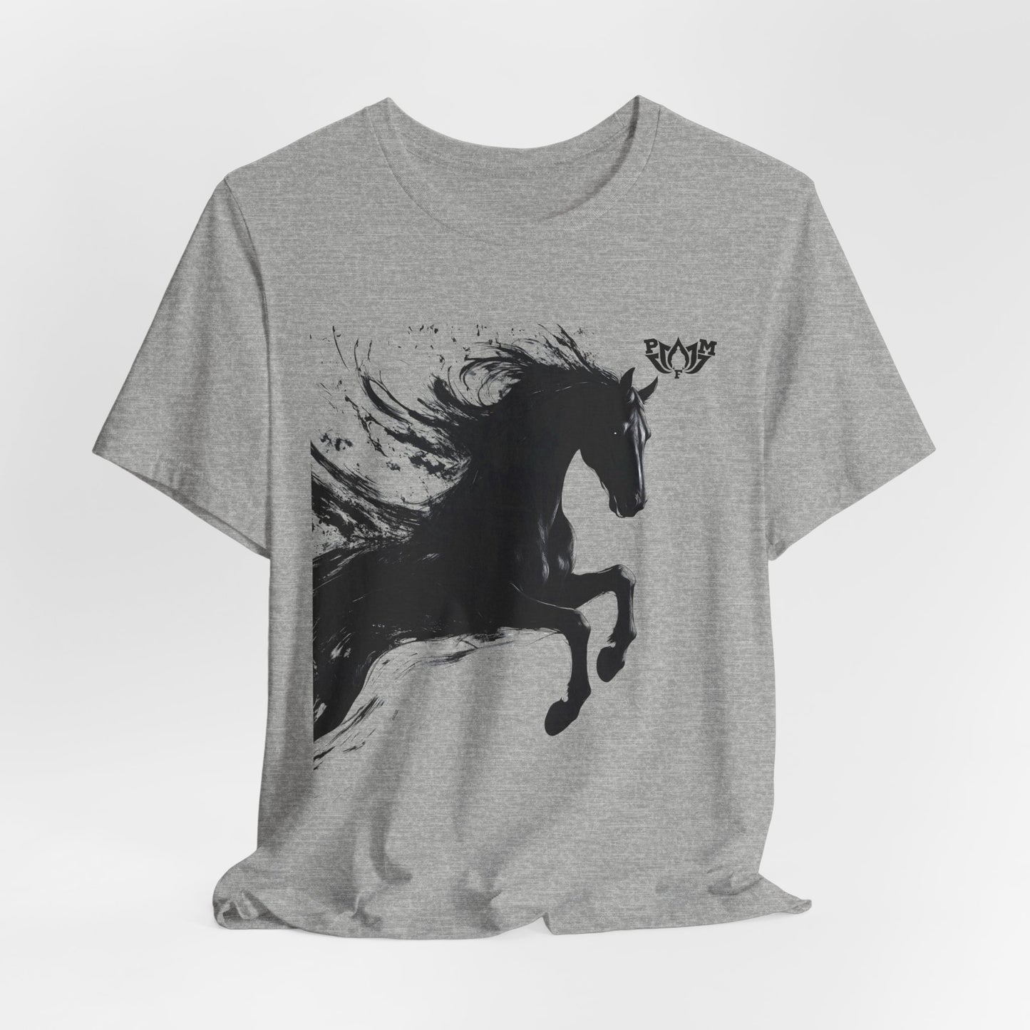 Horse Silhouette Tee — Black Ink Stallion Graphic Shirt-PMF- PeaceMonkFinds