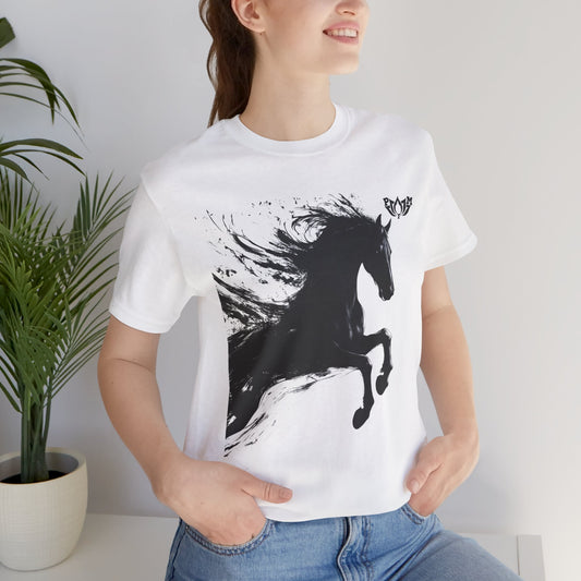 Horse Silhouette Tee — Black Ink Stallion Graphic Shirt-PMF- PeaceMonkFinds