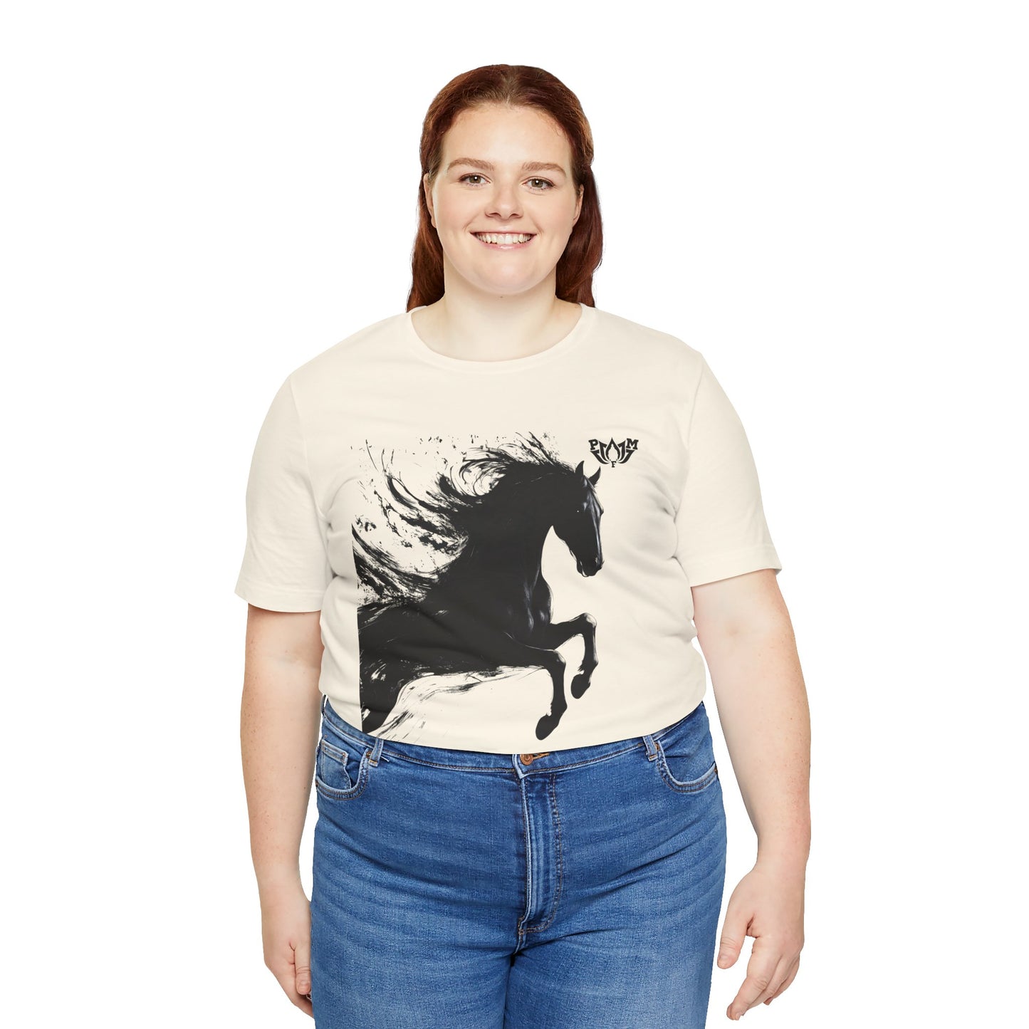 Horse Silhouette Tee — Black Ink Stallion Graphic Shirt-PMF- PeaceMonkFinds