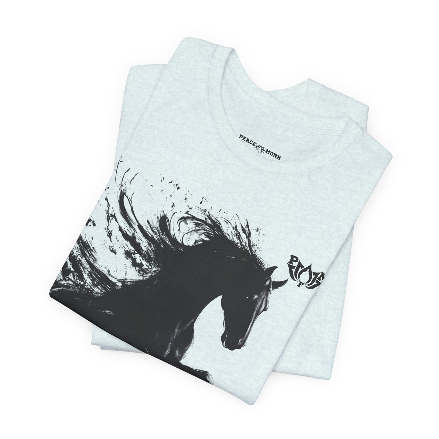 Horse Silhouette Tee — Black Ink Stallion Graphic Shirt-PMF- PeaceMonkFinds