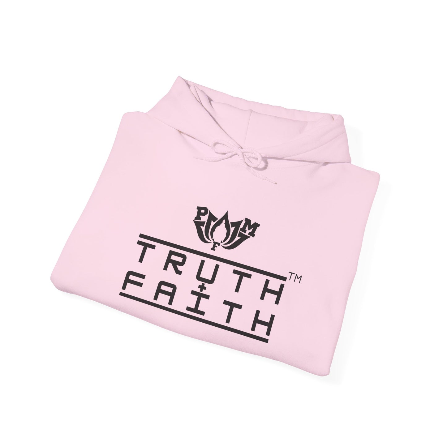 PMF Truth + Faith Hoodie — Minimalist Script Graphic Hooded Sweatshirt