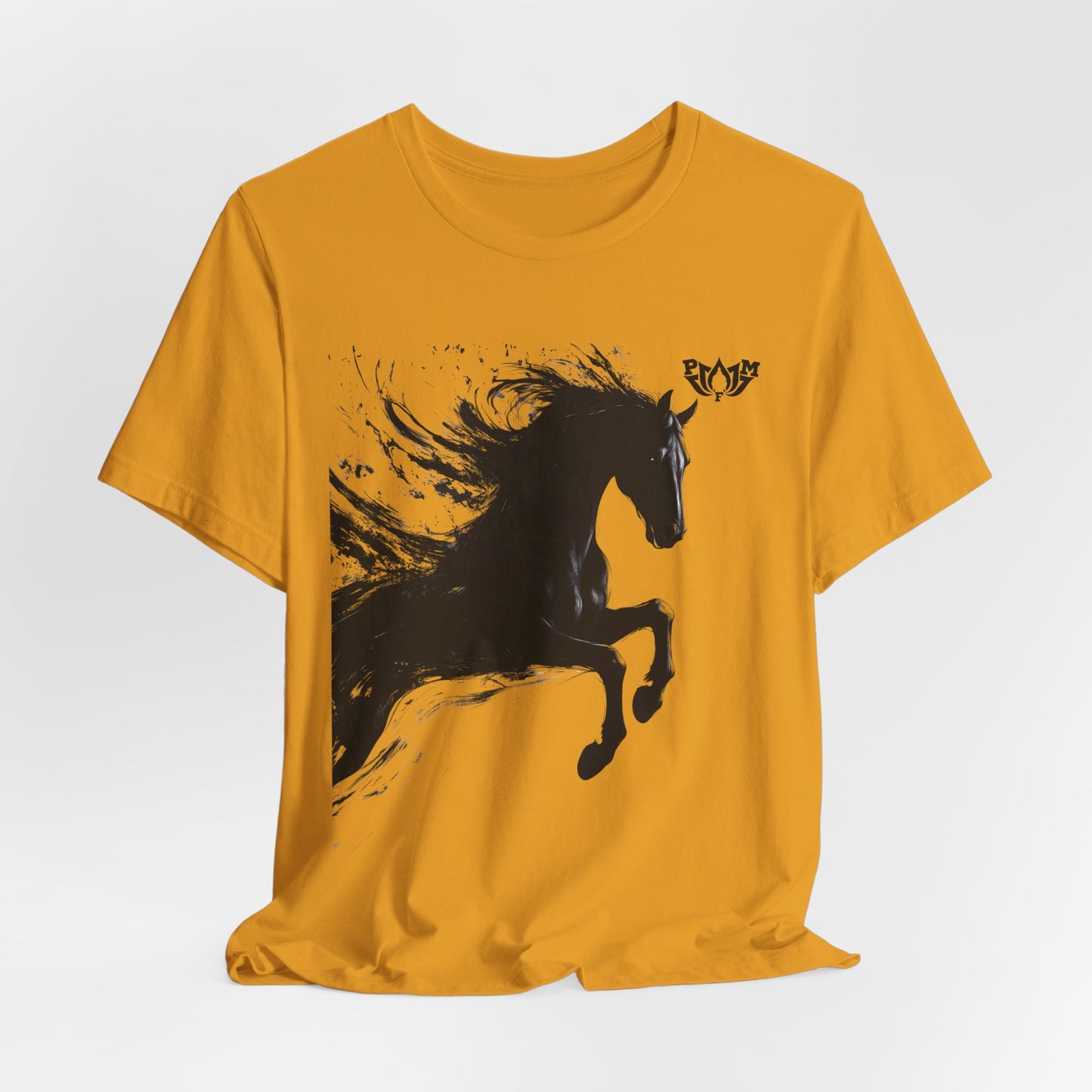 Horse Silhouette Tee — Black Ink Stallion Graphic Shirt-PMF- PeaceMonkFinds