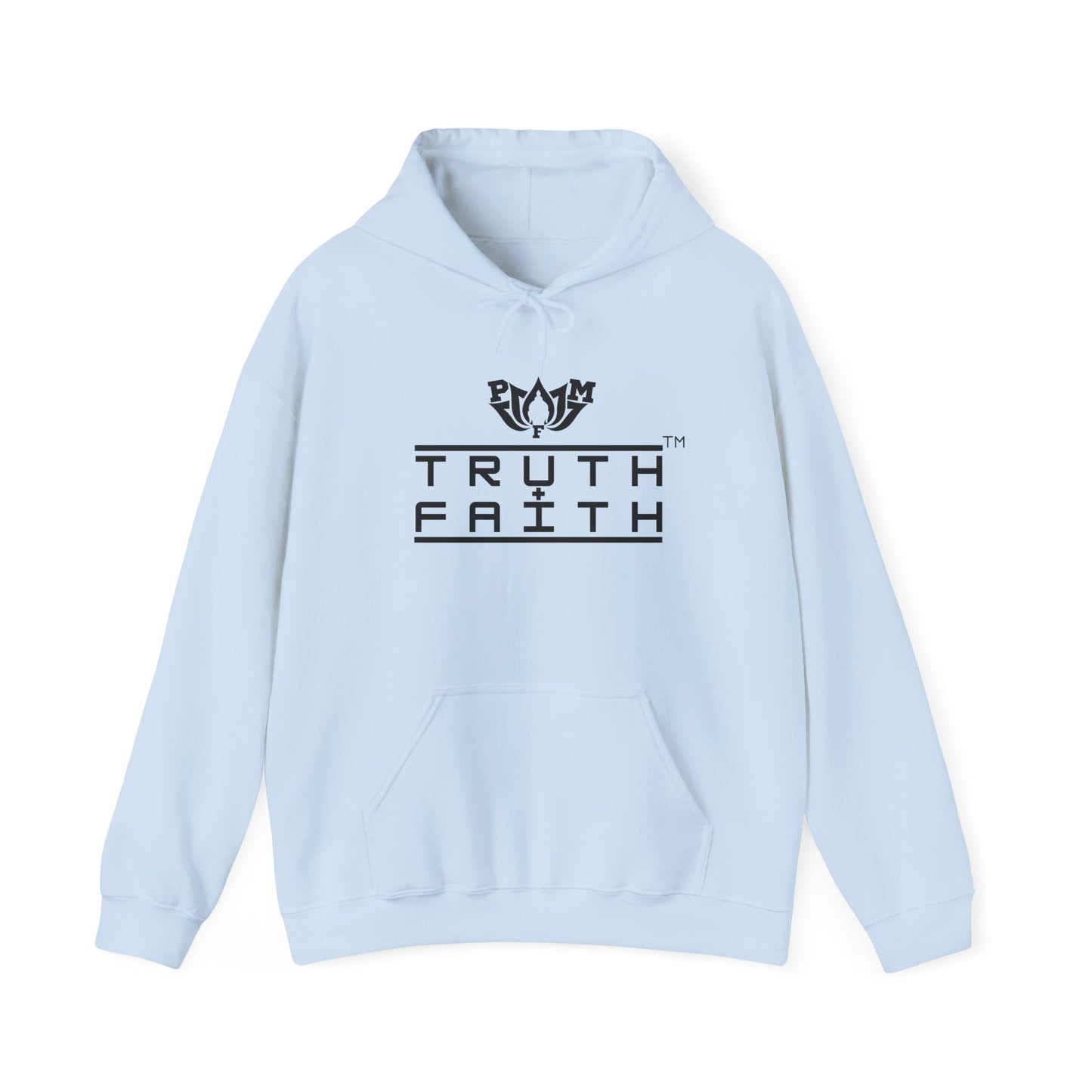 PMF Truth + Faith Hoodie — Minimalist Script Graphic Hooded Sweatshirt