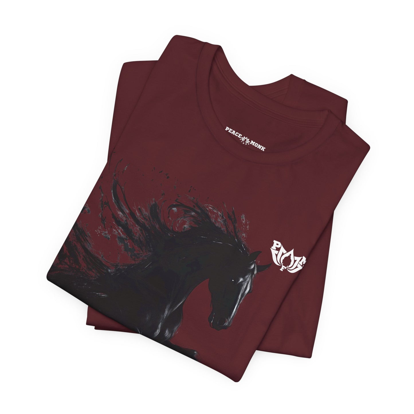 Dark Stallion Graphic Tee — Black Galloping Horse T‑Shirt-Dark Colors- PMF- PeaceMonkFinds