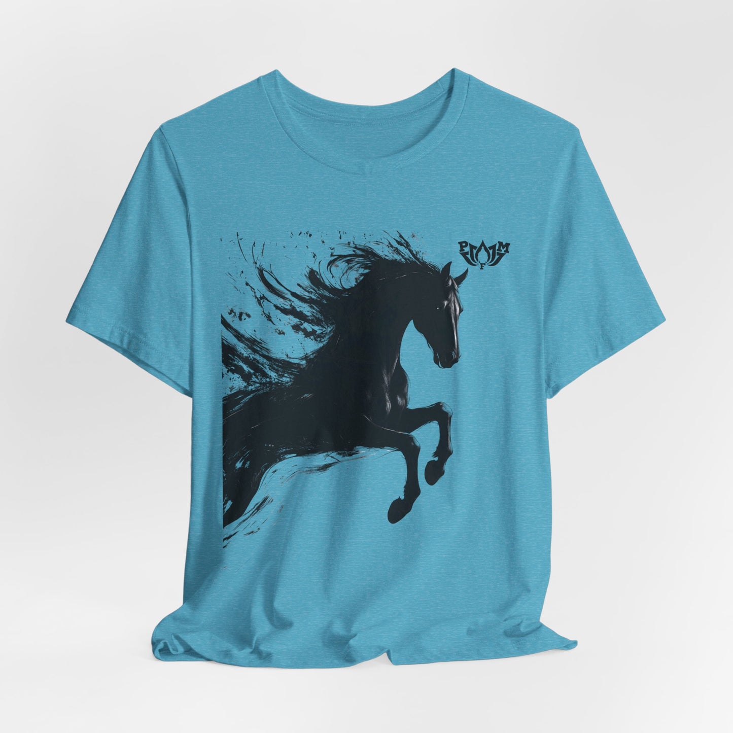 Horse Silhouette Tee — Black Ink Stallion Graphic Shirt-PMF- PeaceMonkFinds