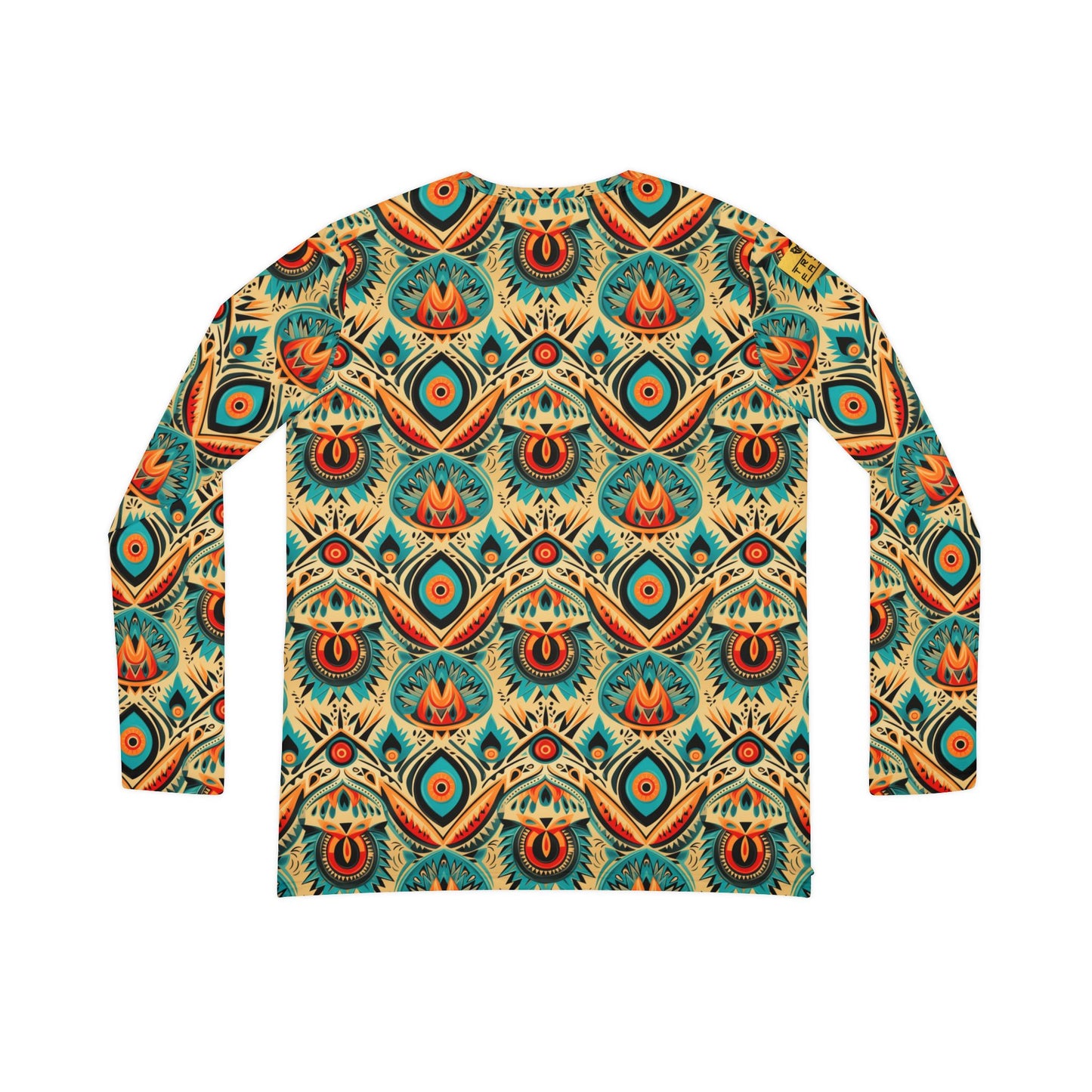 Boho Peacock Paisley V-Neck Long Sleeve | With PMF Truth + Faith logo on Right Sleeve