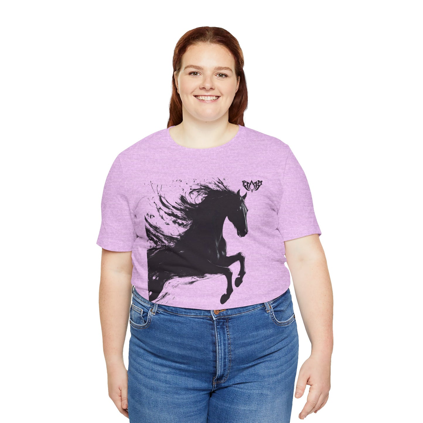 Horse Silhouette Tee — Black Ink Stallion Graphic Shirt-PMF- PeaceMonkFinds
