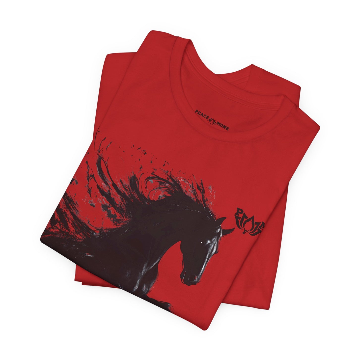 Horse Silhouette Tee — Black Ink Stallion Graphic Shirt-PMF- PeaceMonkFinds