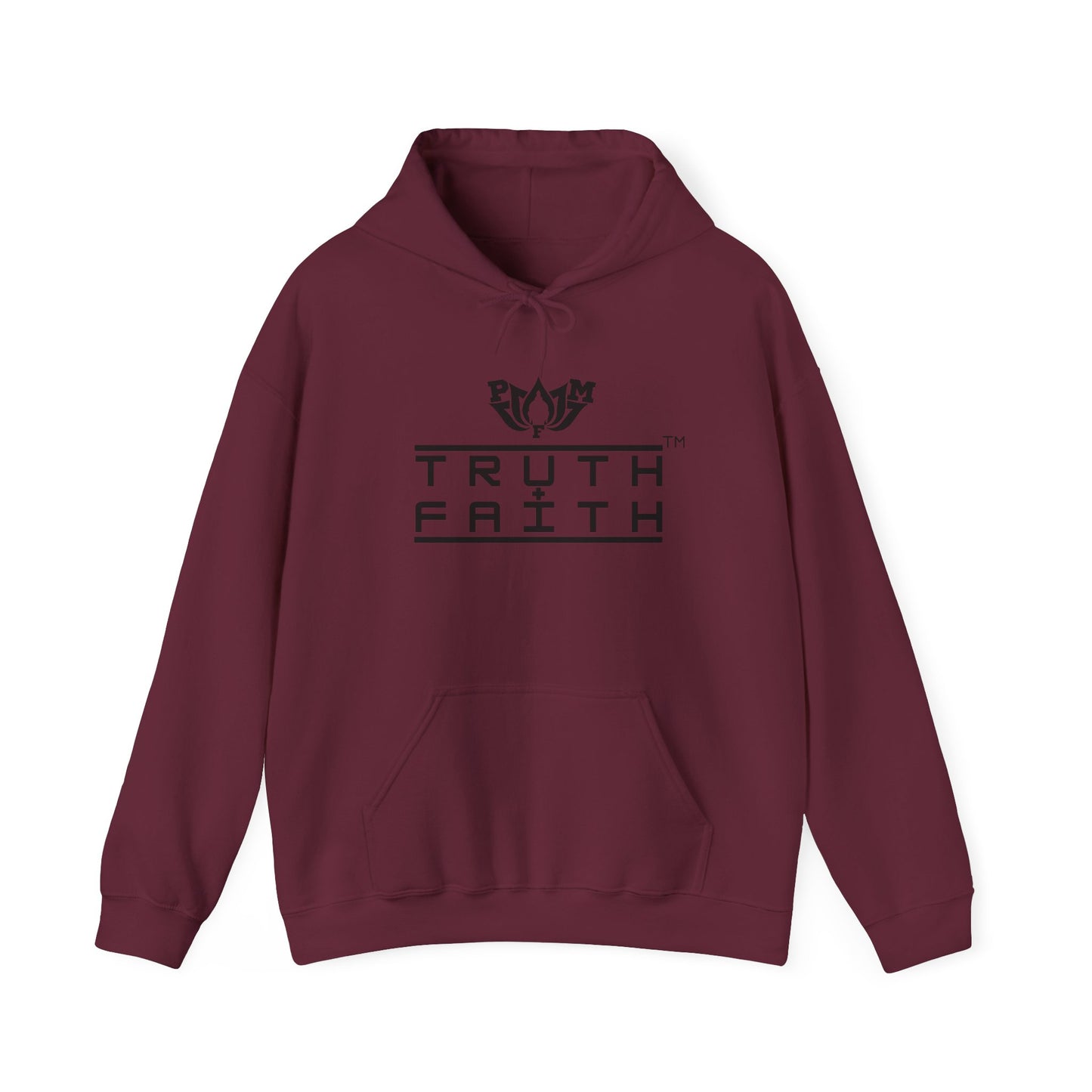 PMF Truth + Faith Hoodie — Minimalist Script Graphic Hooded Sweatshirt