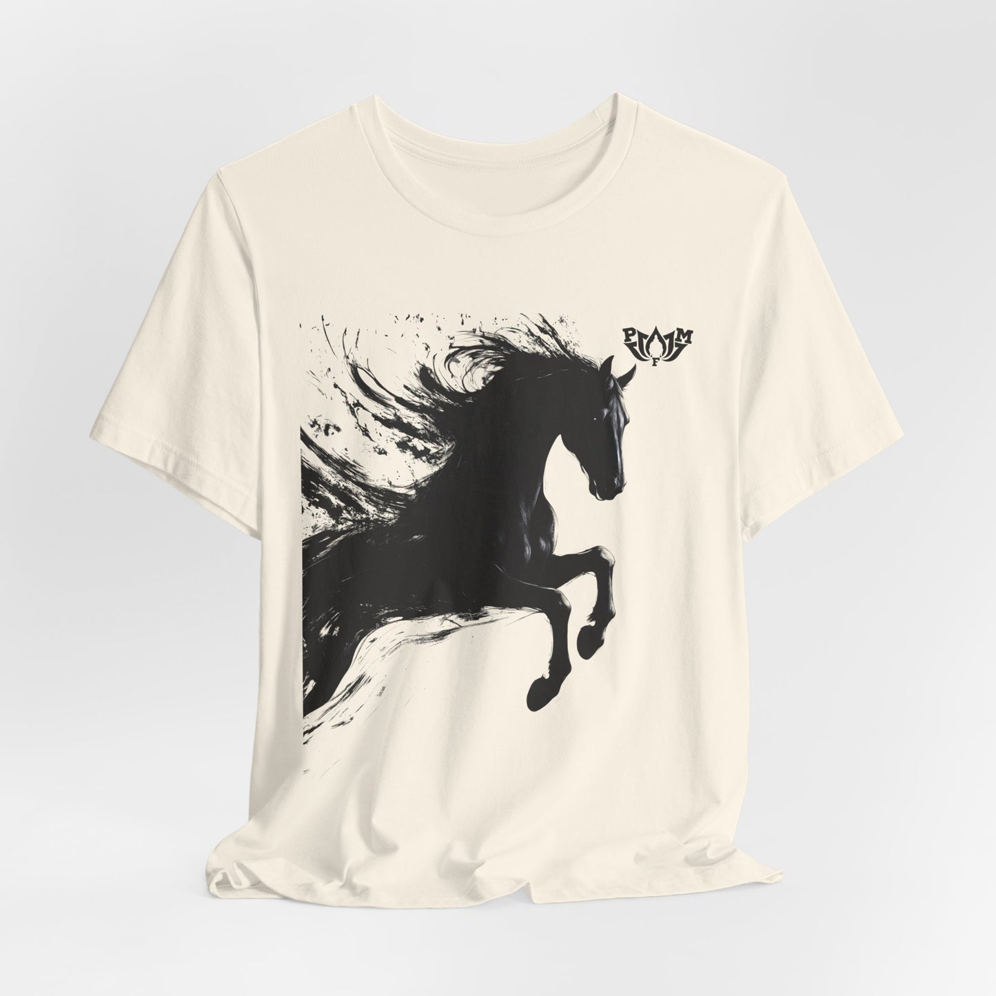 Horse Silhouette Tee — Black Ink Stallion Graphic Shirt-PMF- PeaceMonkFinds