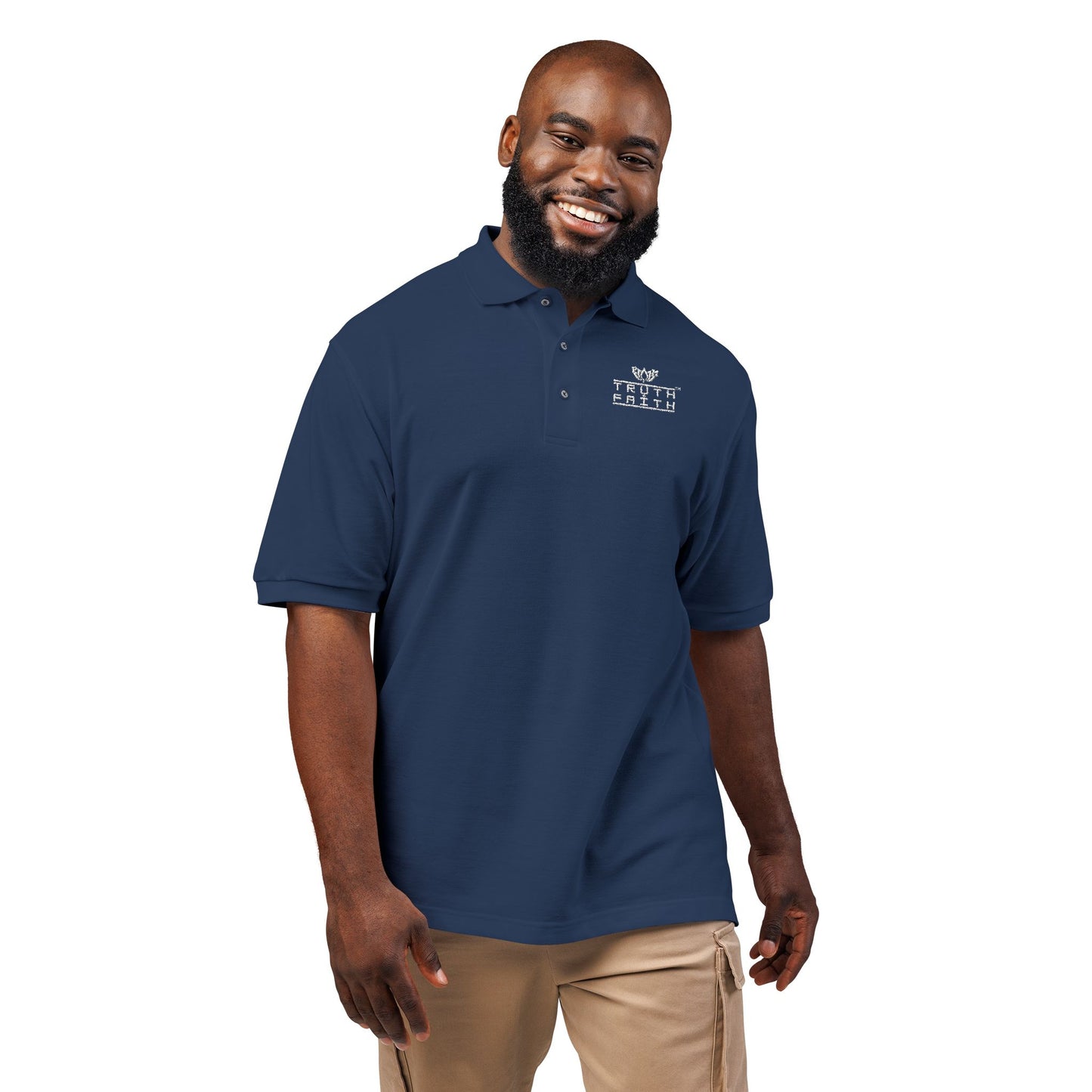 Embroidered PeaceMonkFinds "Truth & Faith" Polo Shirt- Dark Colors