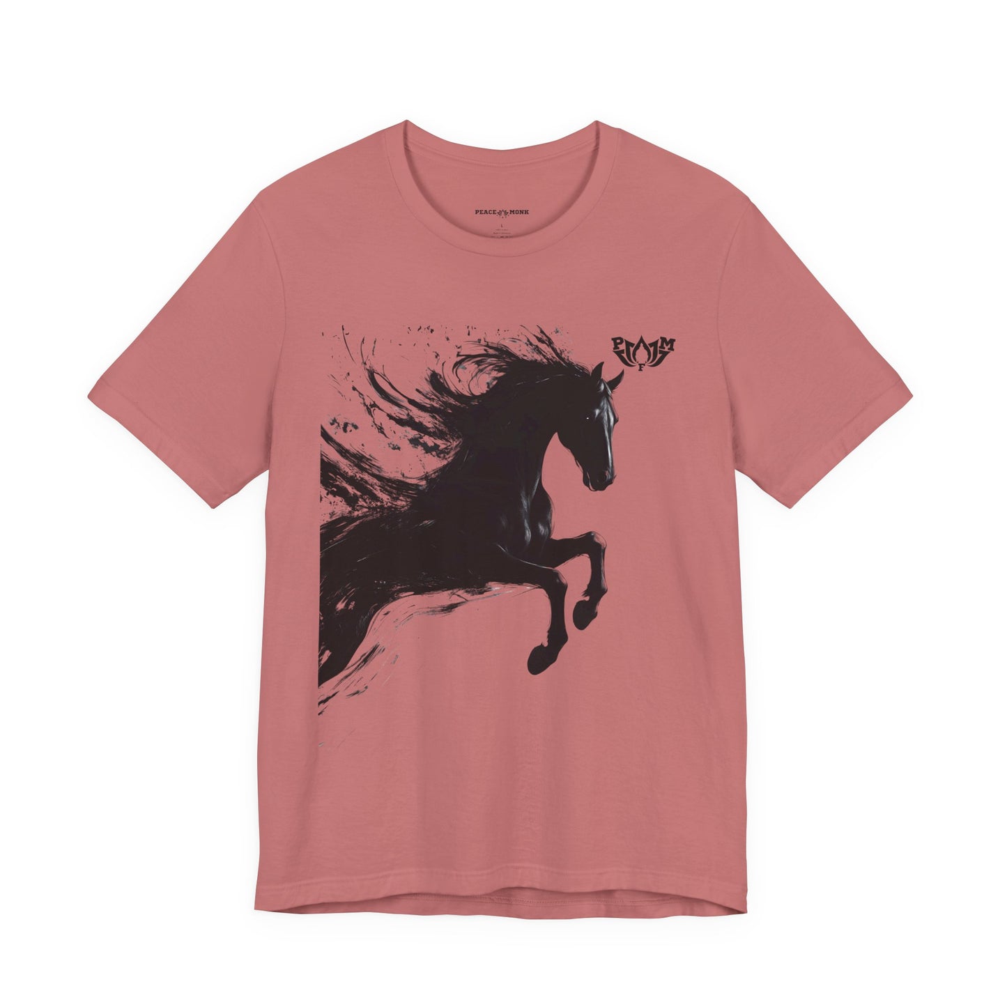 Horse Silhouette Tee — Black Ink Stallion Graphic Shirt-PMF- PeaceMonkFinds