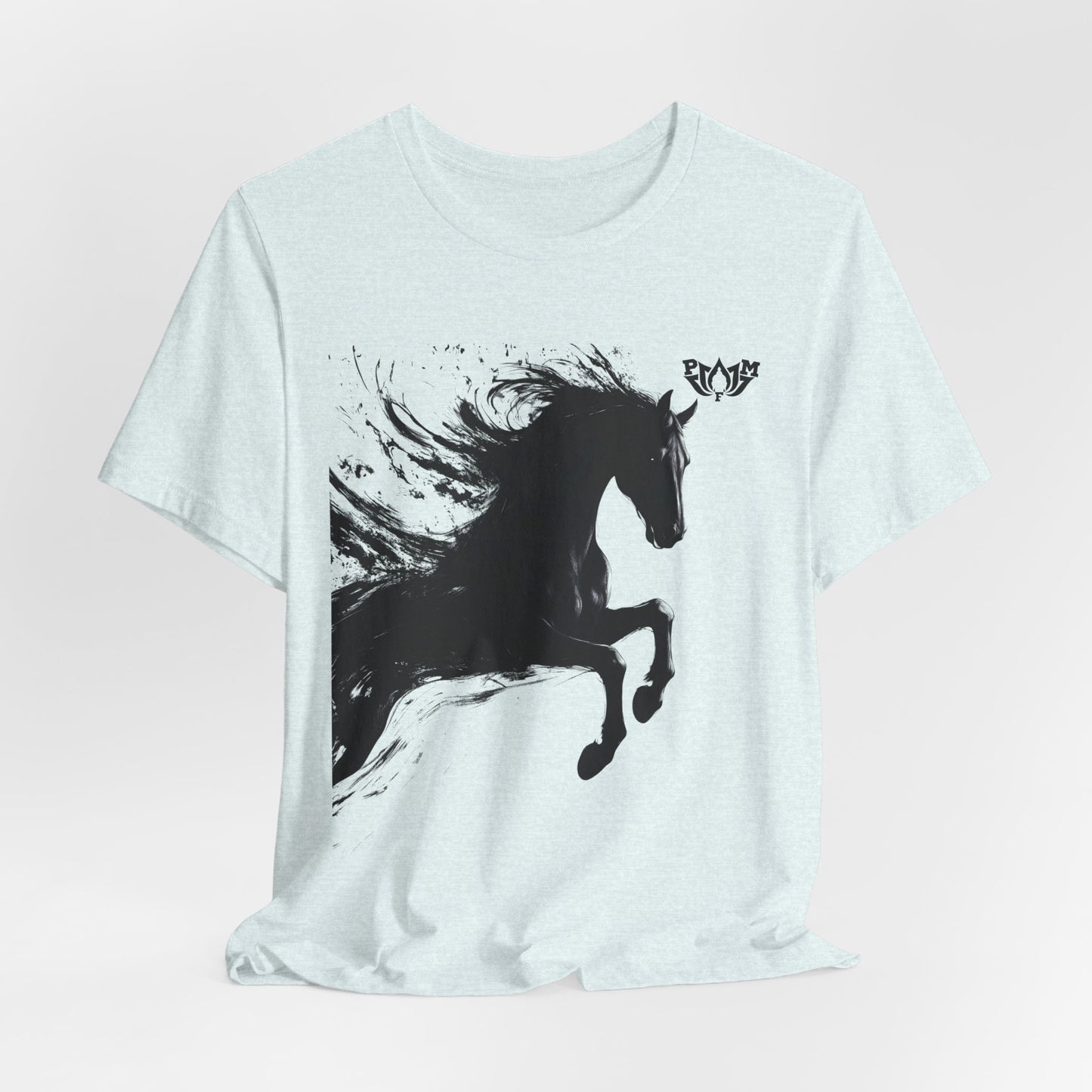 Horse Silhouette Tee — Black Ink Stallion Graphic Shirt-PMF- PeaceMonkFinds