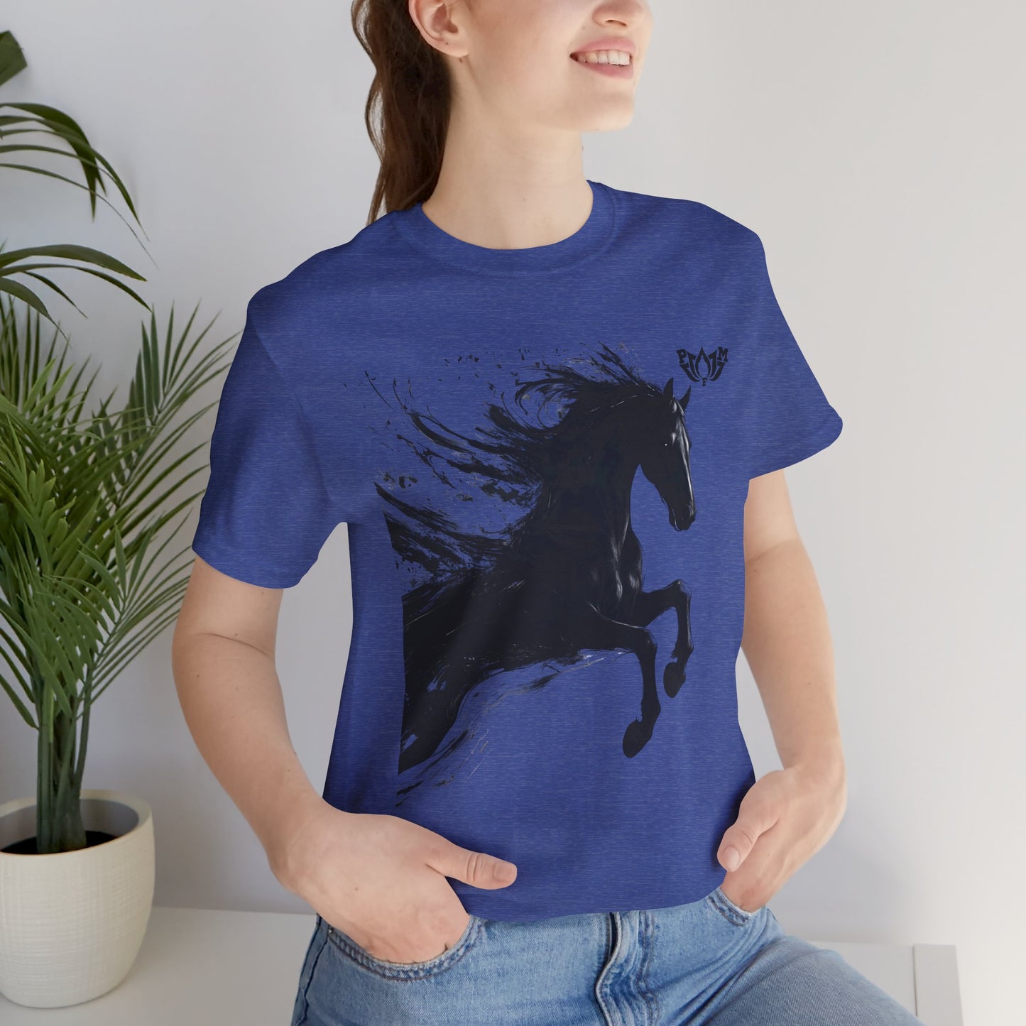 Horse Silhouette Tee — Black Ink Stallion Graphic Shirt-PMF- PeaceMonkFinds
