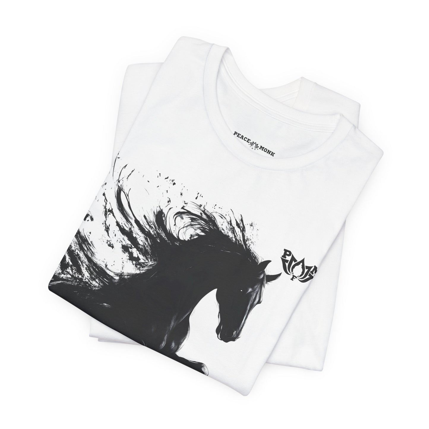 Horse Silhouette Tee — Black Ink Stallion Graphic Shirt-PMF- PeaceMonkFinds