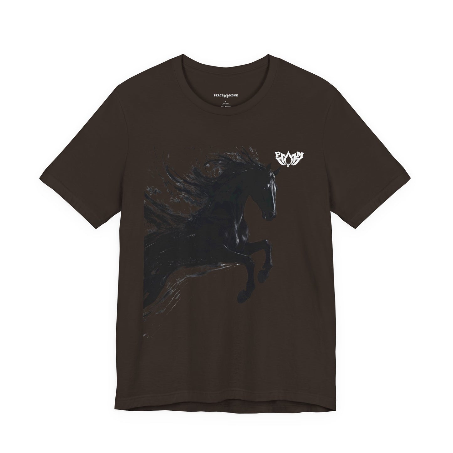 Dark Stallion Graphic Tee — Black Galloping Horse T‑Shirt-Dark Colors- PMF- PeaceMonkFinds
