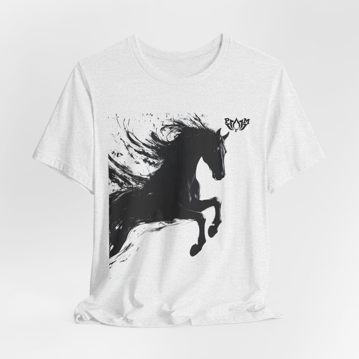 Horse Silhouette Tee — Black Ink Stallion Graphic Shirt-PMF- PeaceMonkFinds